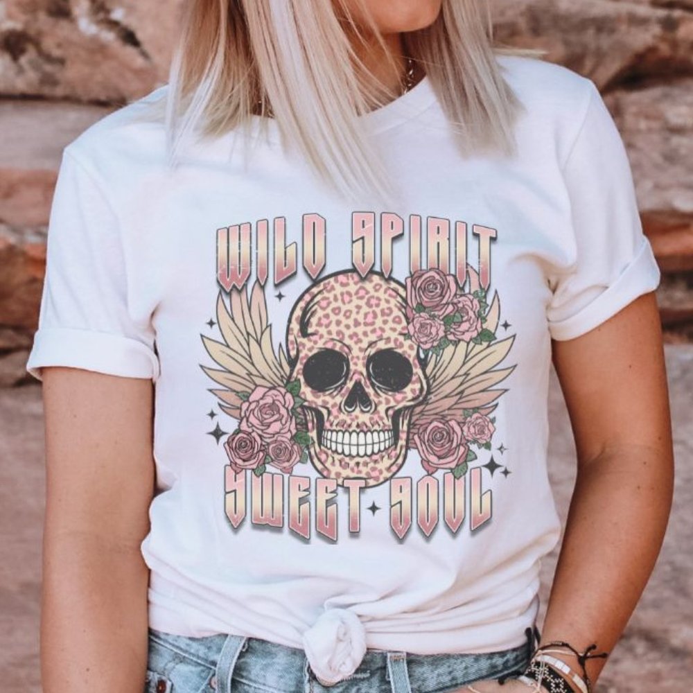 Wild Spirit Sweet Soul Graphic T-shirt Western Graphic T-shirt Unisex Crew Neck